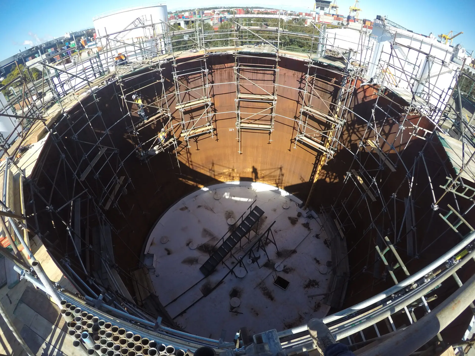 Industrial Tube and clip scaffold, Tank remediation Access